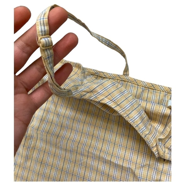 PASTEL yellow plaid gingham cropped button front tank top - Picture 6 of 6